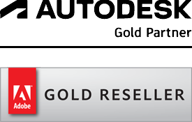 autodesk gold partner and adobe gold reseller badge for bluegfx