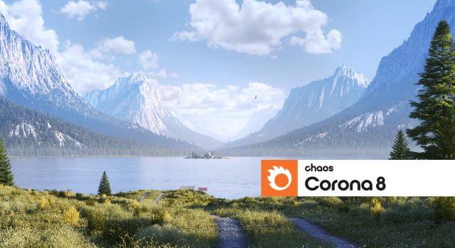 chaos corona 8 poster in front of mountains and grass